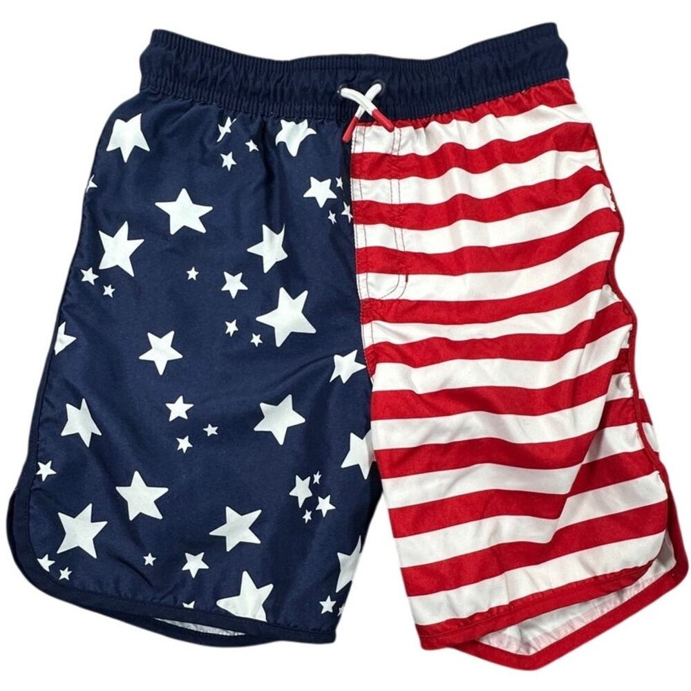 Cat & Jack Board Shorts Swim Trunks Stars Stripes Red White Blue L 12/14